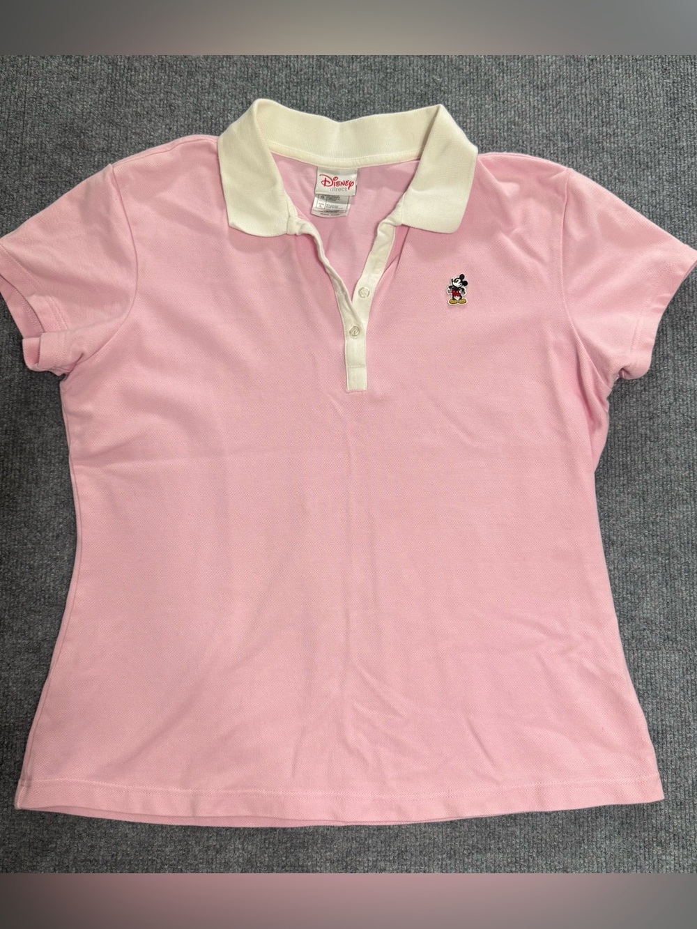 Disney Direct Pink Mickey Mouse Embroidered Polo Shirt Large L Retro Park Bound